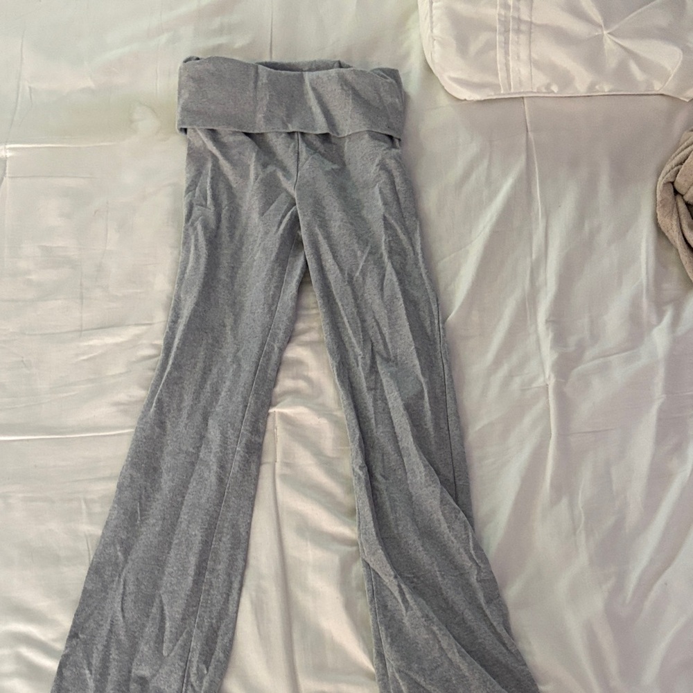 Gray Fold-Over Waist Pants